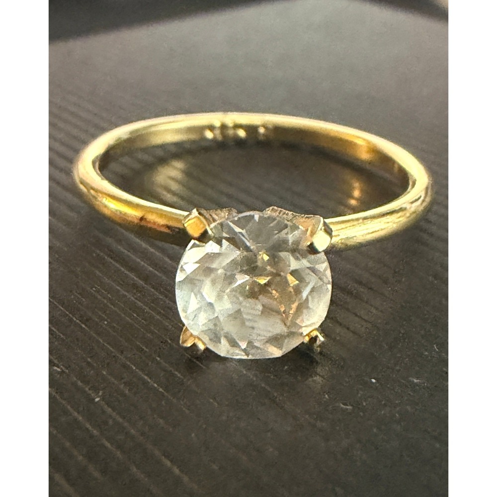 Vintage Uncas Ring Vanderbilt Solitaire Gold Tone Size 9